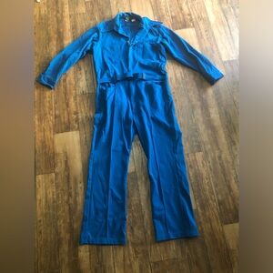 Vtg 70s Jumpsuit One Piece Leisure Alls Walls Jump suit Disco Blue With Belt